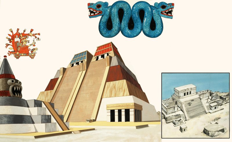 Tenochtitlan csodálatos városa (guache papíron) alkotó: John Marshall