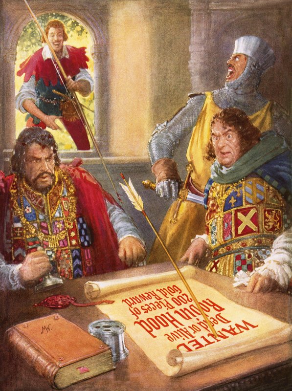Robin Hood megalázza János herceget alkotó: John Millar Watt