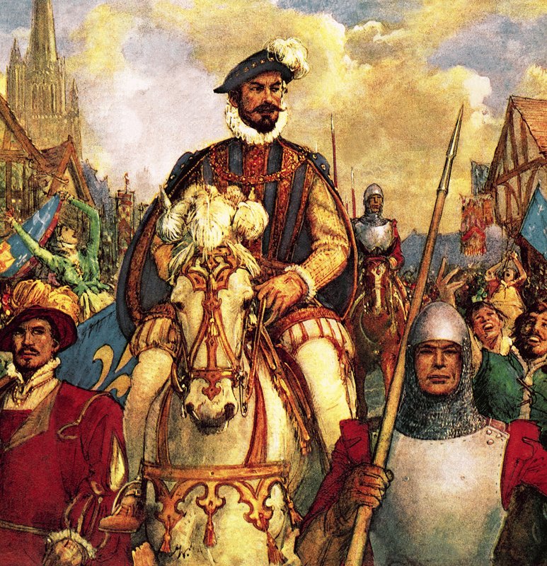 Guise hercege 1588-ban diadalmasan tér vissza Párizsba, miután legyőzte a francia protestáns lázadókat. alkotó: John Millar Watt