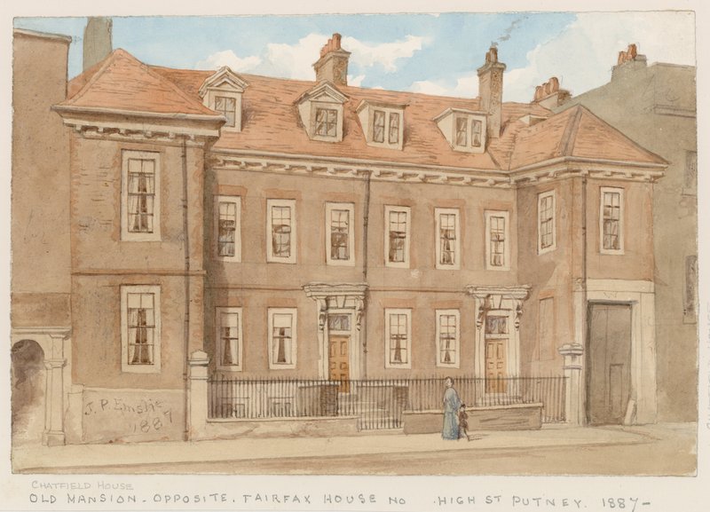 Chatfield House, szemben a Fairfax House-szal, High Street, Putney, 1887 alkotó: John Phillipp Emslie
