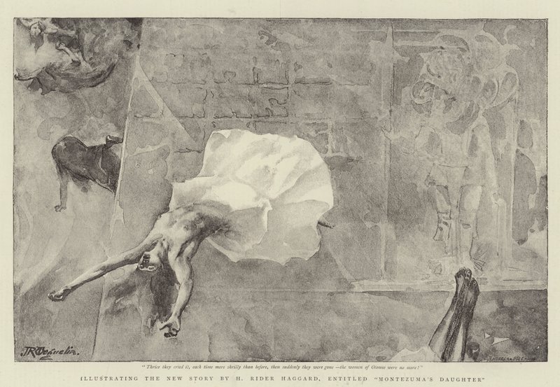 H Rider Haggard új történetének illusztrálása, Montezuma lánya címmel alkotó: John Reinhard Weguelin
