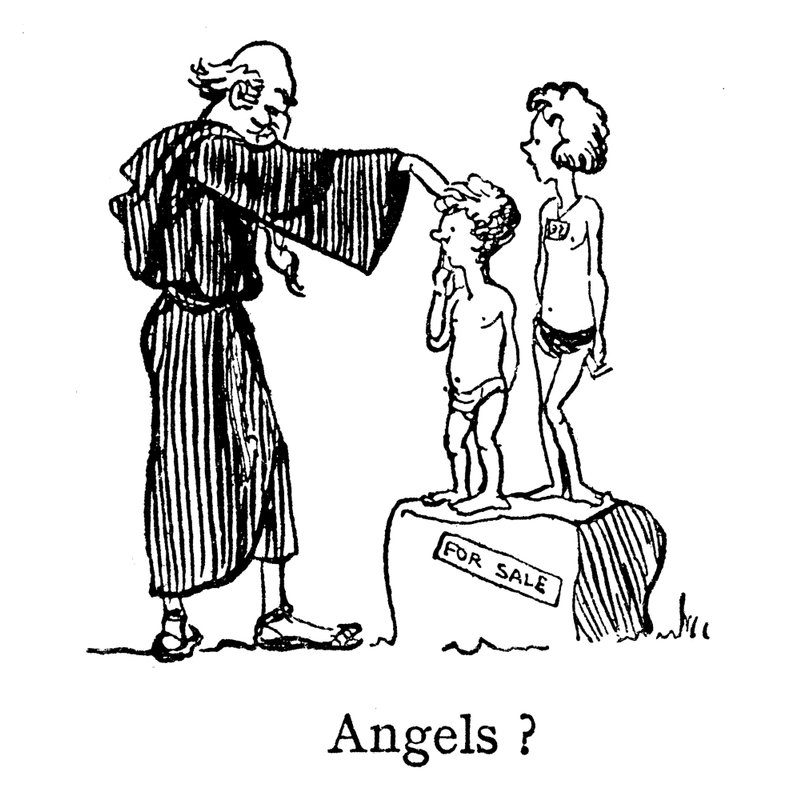 Angyalok, Gergely pápa, nem angolok, Sed Angeli (nem angyalok, hanem anglikánok) (litográfia) alkotó: John Reynolds