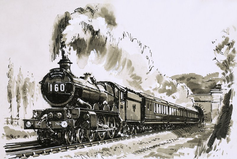 A Great Western által használt híres 4-6-0-s "Castle" gőzmozdonyosztály. alkotó: John S. Smith