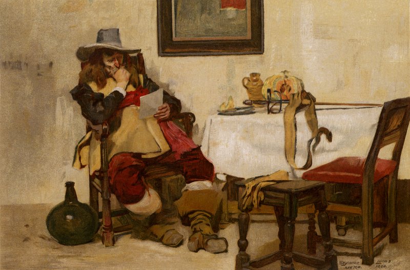 Hosszú Bill, egy ember, aki olvas (chromolitho) alkotó: John Seymour (after) Lucas