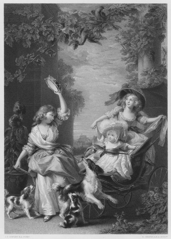 A királyi hercegnők, III. György gyermekei, a képről a Királyi Gyűjteményben (metszet) alkotó: John Singleton (after) Copley