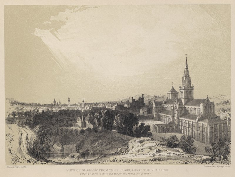 Glasgow kilátása a Fir Parkból, 1690 körül (metszet) alkotó: John Slezer