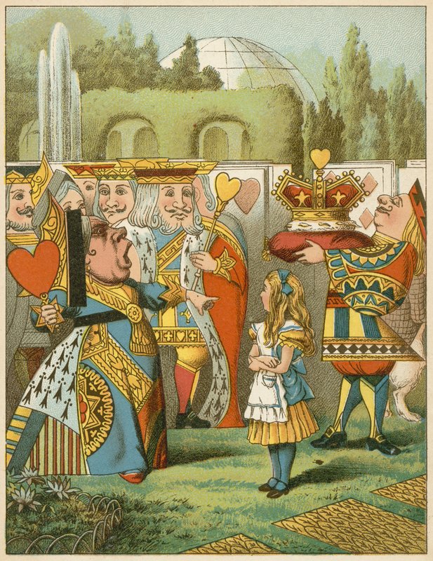 A királynő szigorúan azt mondta: „Ki ez?” Alice Csodaországban kalandjaiból alkotó: John Tenniel