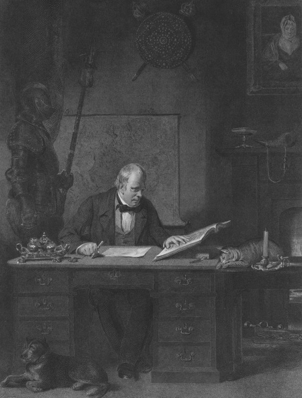 Sir Walter Scott az Edinburgh-i Castle Street-i tanulmányában alkotó: John Watson Gordon