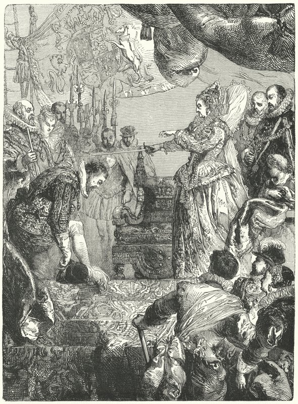 Sir Francis Drake lovagi címet kap I. Erzsébet királynőtől, 1581 alkotó: John after Gilbert