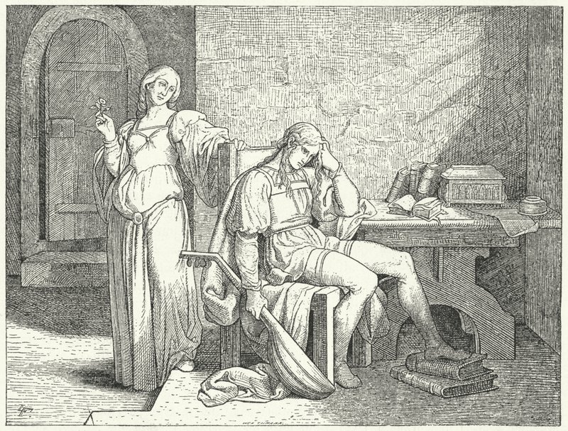 Szardíniai Enzio, II. Frigyes szent-római császár törvénytelen fia, a langobardok guelf fogságában alkotó: Josef Mathias (after) Trenkwald
