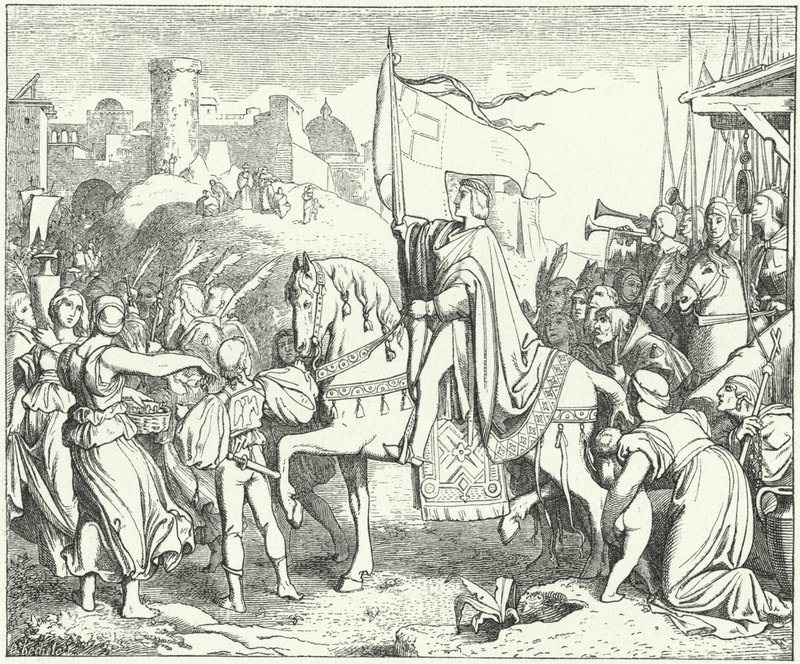 Frigyes szent római császár belépve Jeruzsálembe, a hatodik keresztes hadjárat alkotó: Josef Mathias (after) Trenkwald