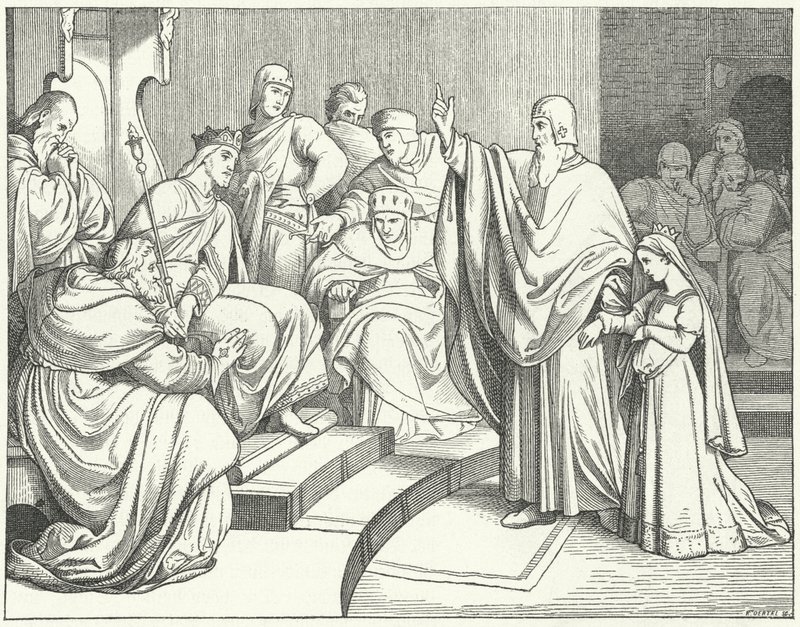 Hohenstaufeni Beatrice arra kéri IV. Ottó német királyt, hogy álljon bosszút apja, Sváb Fülöp meggyilkolásáért alkotó: Josef Mathias Trenkwald
