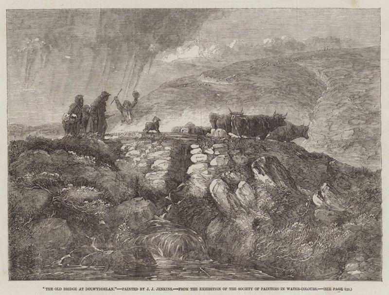 Dolwyddelan régi hídja, a Festők Társaságának Vízfesték Kiállításáról alkotó: Joseph John Jenkins