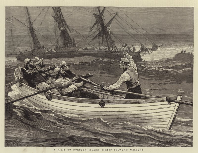 Látogatás Norfolk-szigeten, Selwyn püspök üdvözlete alkotó: Joseph Nash