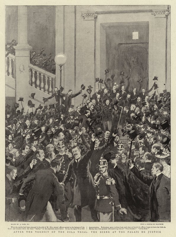 A Zola-per ítélete után a jelenet a Palais de Justice-ban alkotó: Joseph Nash