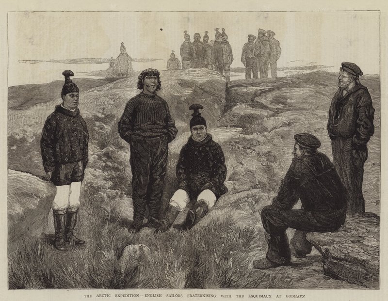 Sarkvidéki expedíció, angol tengerészek barátkoznak az Esquimaux-okkal Godhavnban alkotó: Joseph Nash