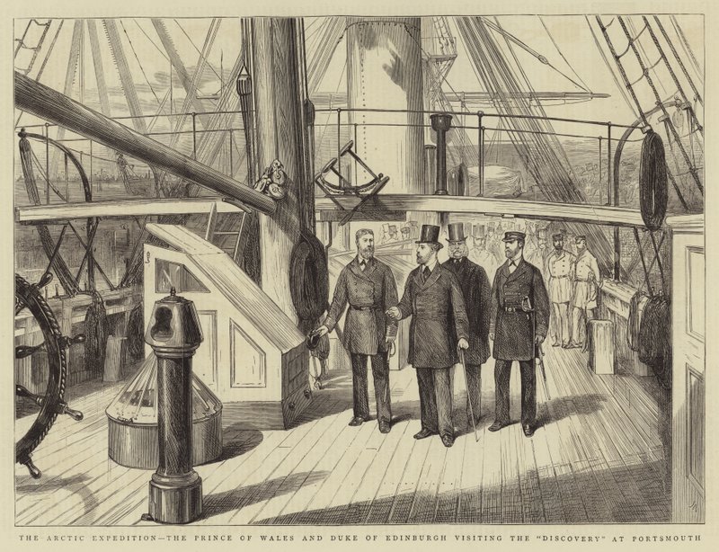 A sarkvidéki expedíció, a walesi herceg és az edinburghi herceg látogatása a portsmouthi felfedezőhelyen alkotó: Joseph Nash