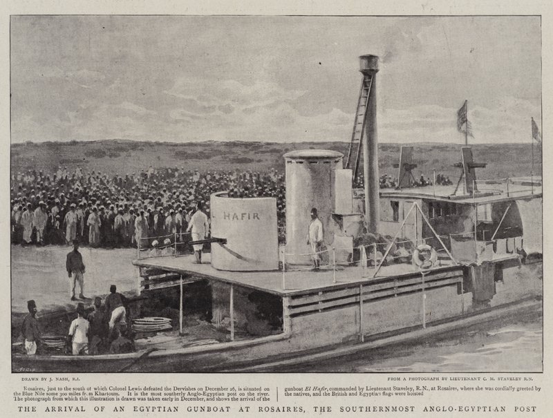 Egy egyiptomi ágyúhajó érkezése Rosairesre, a legdélibb angol-egyiptomi postára alkotó: Joseph Nash