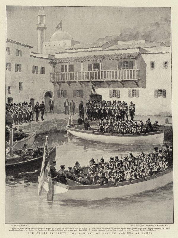 A krétai válság, a brit tengerészgyalogság partraszállása Caneában alkotó: Joseph Nash
