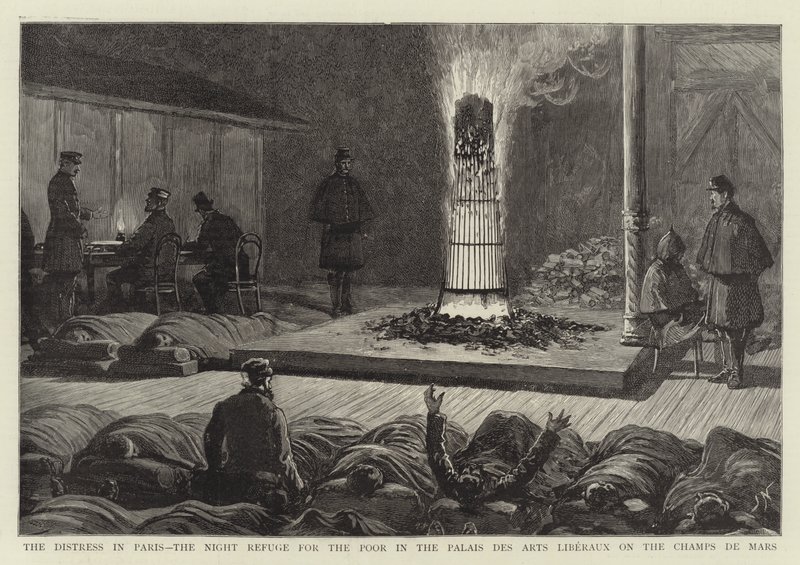 A szorongás Párizsban, a szegények éjszakai menedékhelye a Palais des Arts Liberaux-ban a Champs de Mars-on alkotó: Joseph Nash