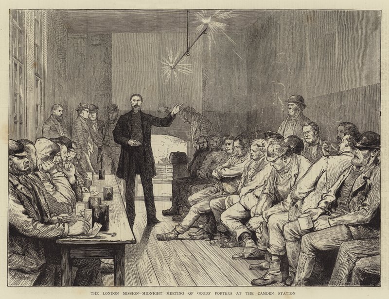 A londoni misszió, az árutovábbítók éjféli találkozója a camdeni pályaudvaron alkotó: Joseph Nash