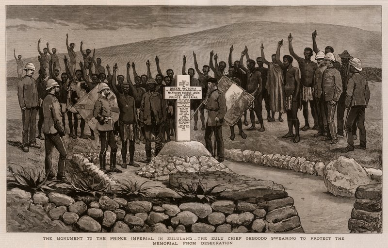 A császári herceg emlékműve Zululandban, Geboodo zulu törzsfőnök esküje, hogy megvédi az emlékművet a meggyalázástól alkotó: Joseph Nash