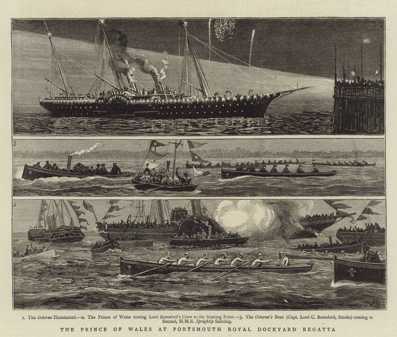 A walesi herceg a Portsmouth Királyi Dockyard Regattán alkotó: Joseph Nash