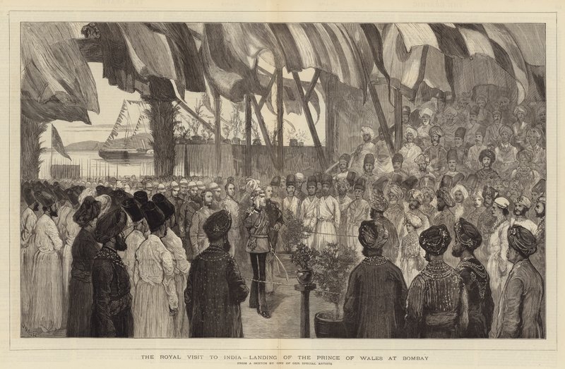 A királyi látogatás Indiában, a walesi herceg partraszállása Bombayben alkotó: Joseph Nash