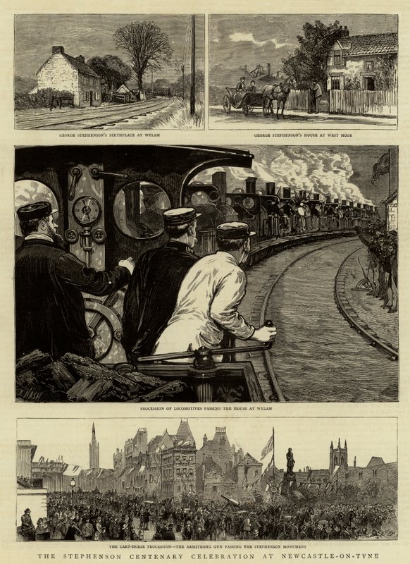 Stephenson centenáriumi ünnepsége Newcastle-on-Tyne-ben alkotó: Joseph Nash