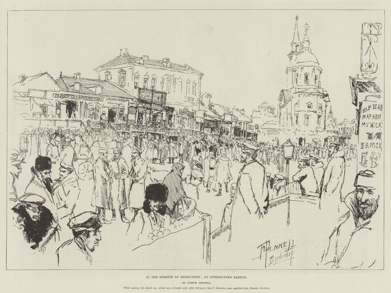 Berdicheff utcáin, egy megszakított vázlat alkotó: Joseph Pennell
