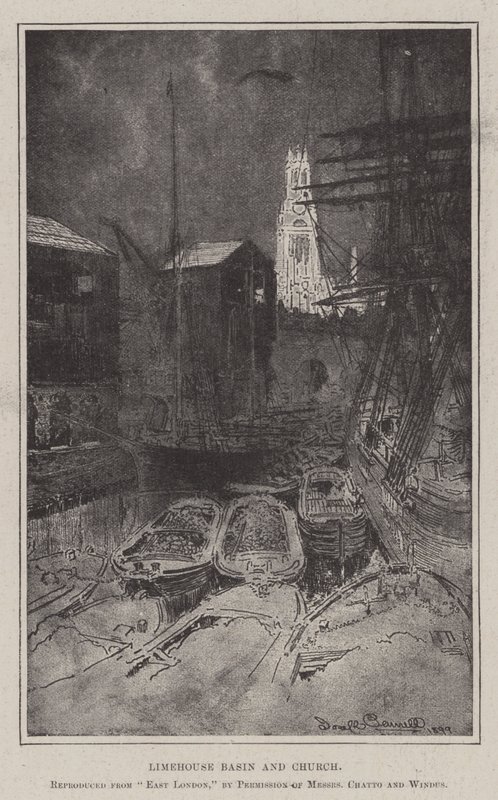 Limehouse-medence és templom alkotó: Joseph Pennell