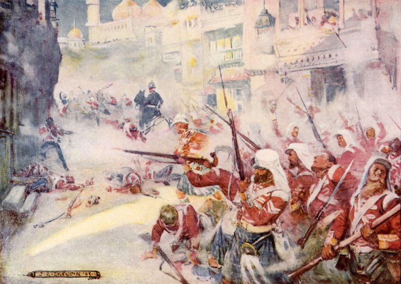 Brit katonákat láttak harcolni az utcákon alkotó: Joseph Ratcliffe Skelton
