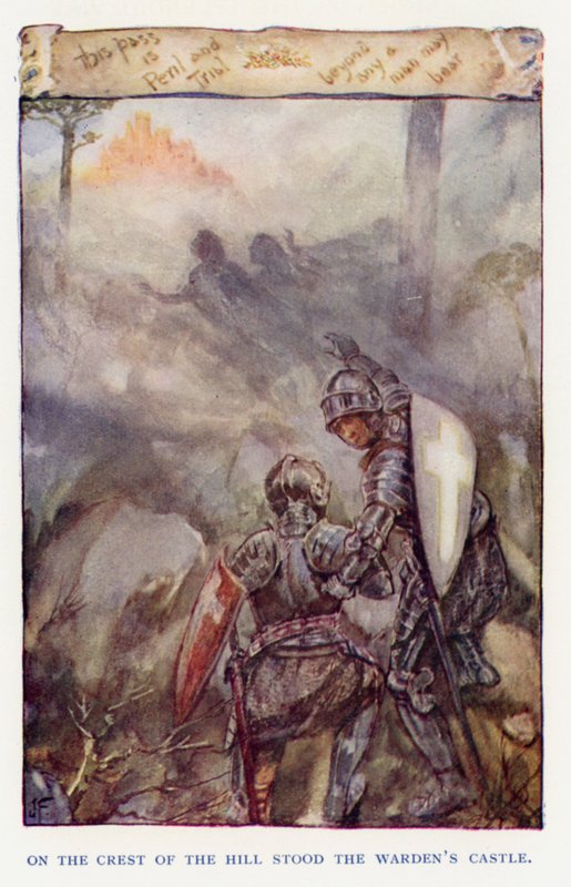 Illusztráció a Sir Knight of the Splendid Way (színes litográfia) számára alkotó: Joseph (after) Finnemore