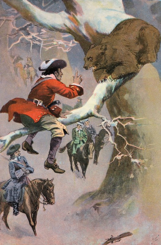 Robinson Crusoe: Péntek ugratja a medvét (színes litó) alkotó: Joseph (after) Finnemore