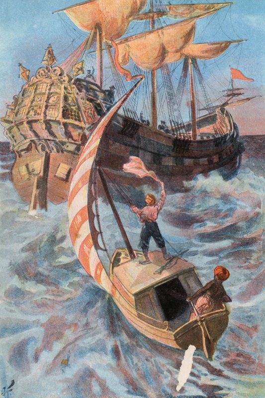Robinson Crusoe: Egy portugál hajó ment meg (színes litho) alkotó: Joseph (after) Finnemore