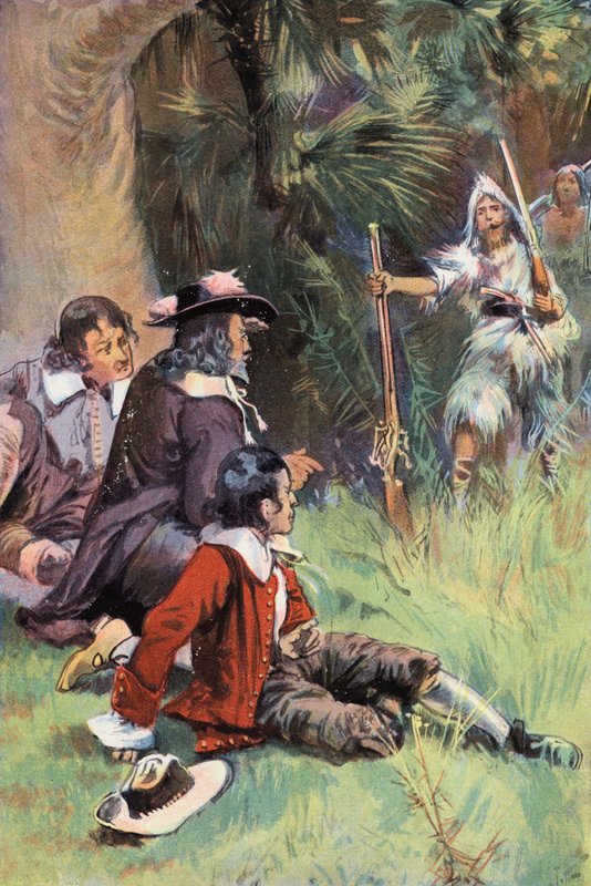 Robinson Crusoe: Hangosan hívom őket spanyolul (színes litho) alkotó: Joseph (after) Finnemore