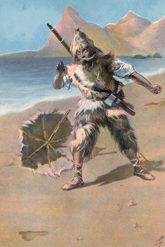 Robinson Crusoe: Lábnyomot látok (színes litó) alkotó: Joseph (after) Finnemore