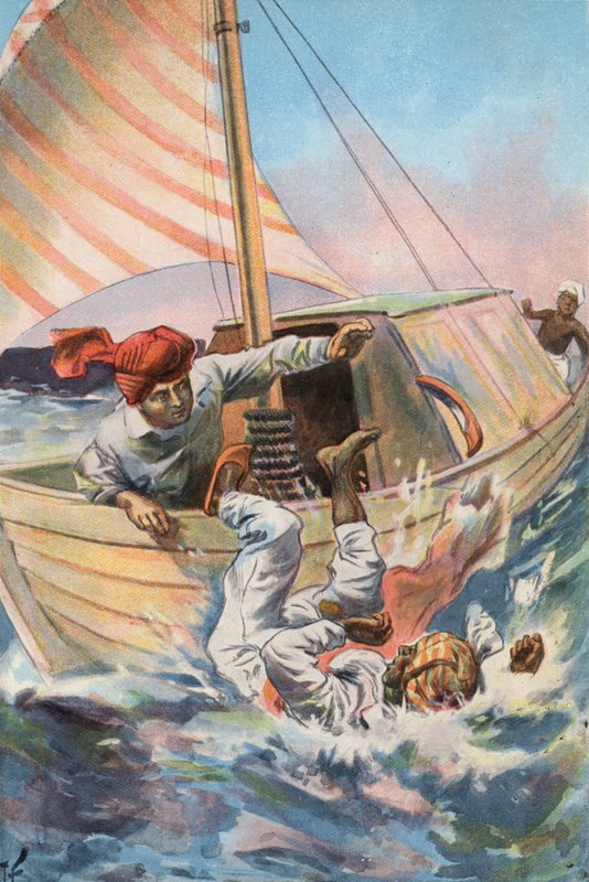 Robinson Crusoe: Átdobom a mórt (színes litho) alkotó: Joseph (after) Finnemore