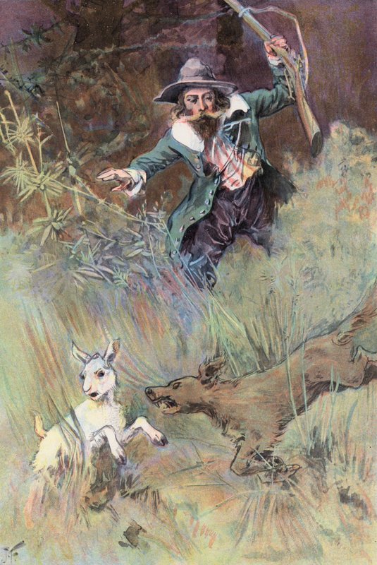 Robinson Crusoe: A kutyám meglepett egy gyereket (színes litho) alkotó: Joseph (after) Finnemore