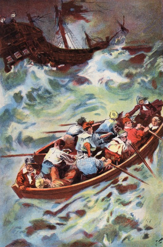 Robinson Crusoe: Elhagyjuk a roncsot (színes litó) alkotó: Joseph (after) Finnemore