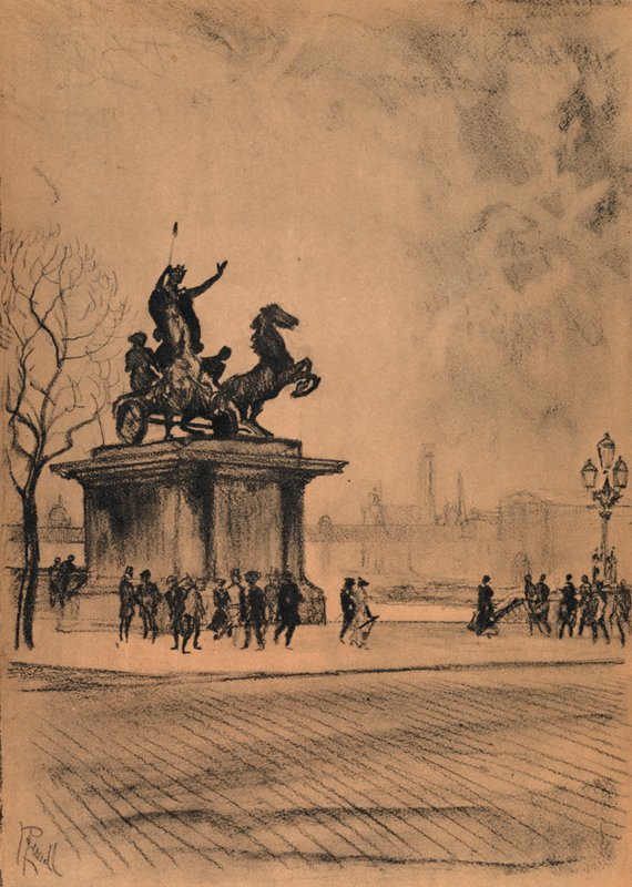 Boadicea, Westminster Bridge (litho) alkotó: Joseph (after) Pennell