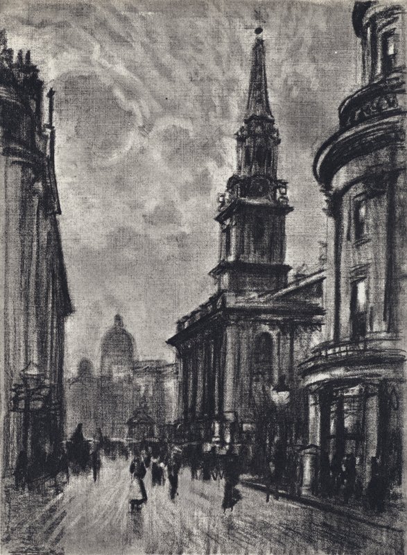 Duncannon Street, a Charing Crosstól (litho) alkotó: Joseph (after) Pennell