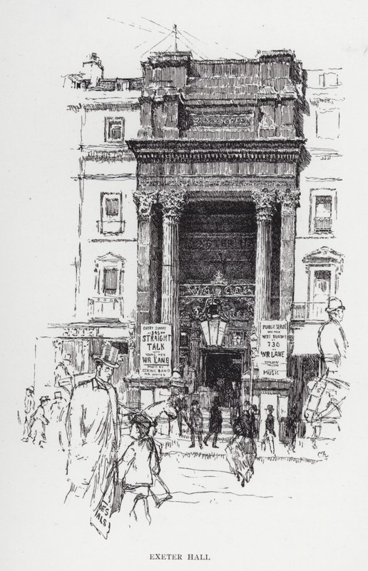 Exeter Hall (litho) alkotó: Joseph (after) Pennell