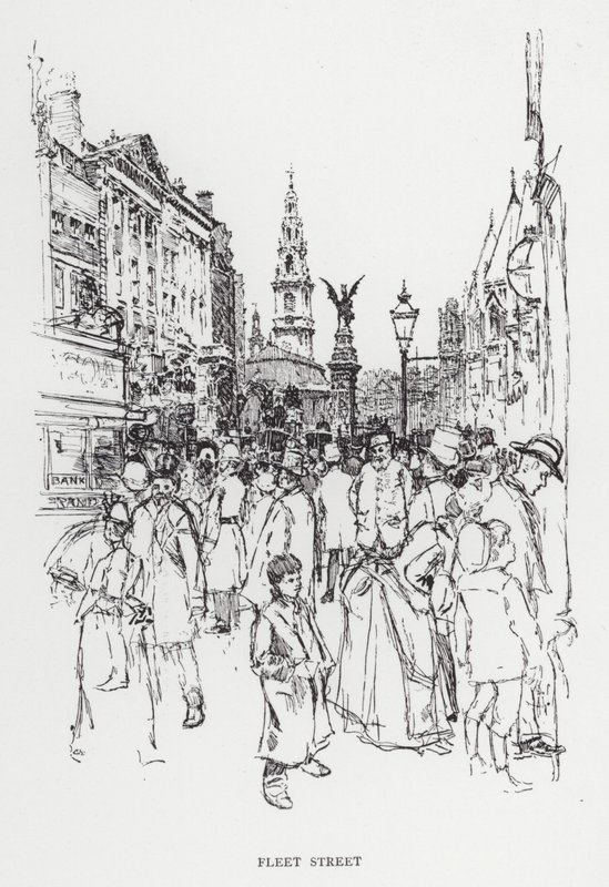 Fleet Street (litho) alkotó: Joseph (after) Pennell