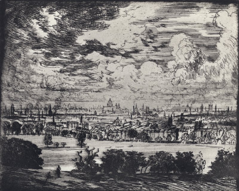 London, Hampstead felett (litho) alkotó: Joseph (after) Pennell