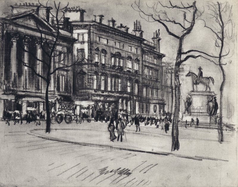 Piccadilly paloták (litho) alkotó: Joseph (after) Pennell
