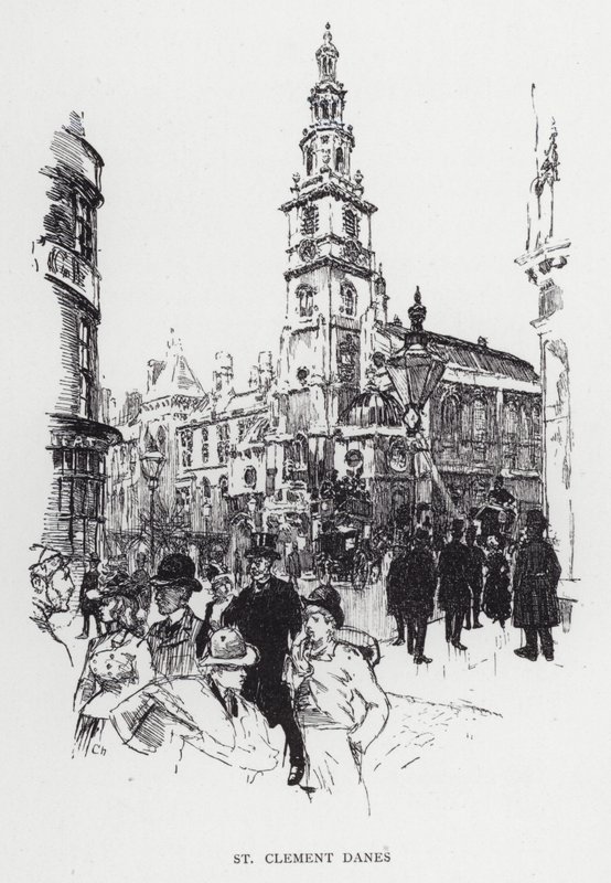 St Clement Danes (litho) alkotó: Joseph (after) Pennell