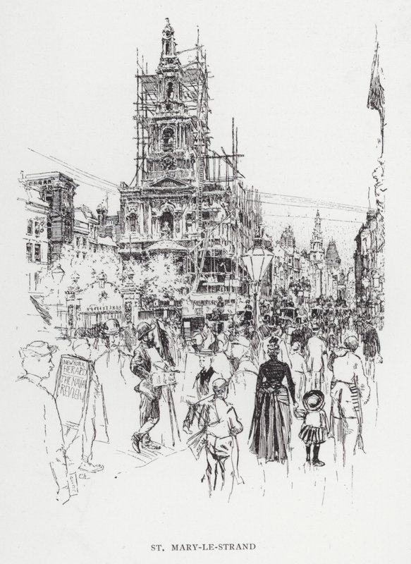 St Mary-le-Strand (litho) alkotó: Joseph (after) Pennell