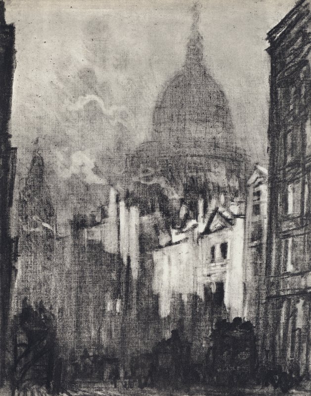 Szent Pál kupola, az Cannon Street felől (litho) alkotó: Joseph (after) Pennell