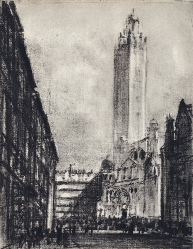 Katedrális, Westminster (litho) alkotó: Joseph (after) Pennell